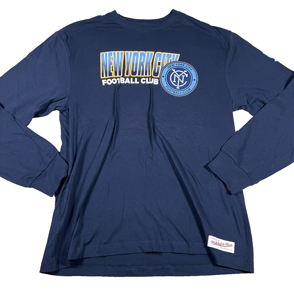 Mitchell & Ness Mens Large Blue New York City Football Club MLS Shirt NWT